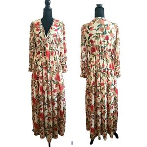 Nwt Women Floral Maxi Layers Dress